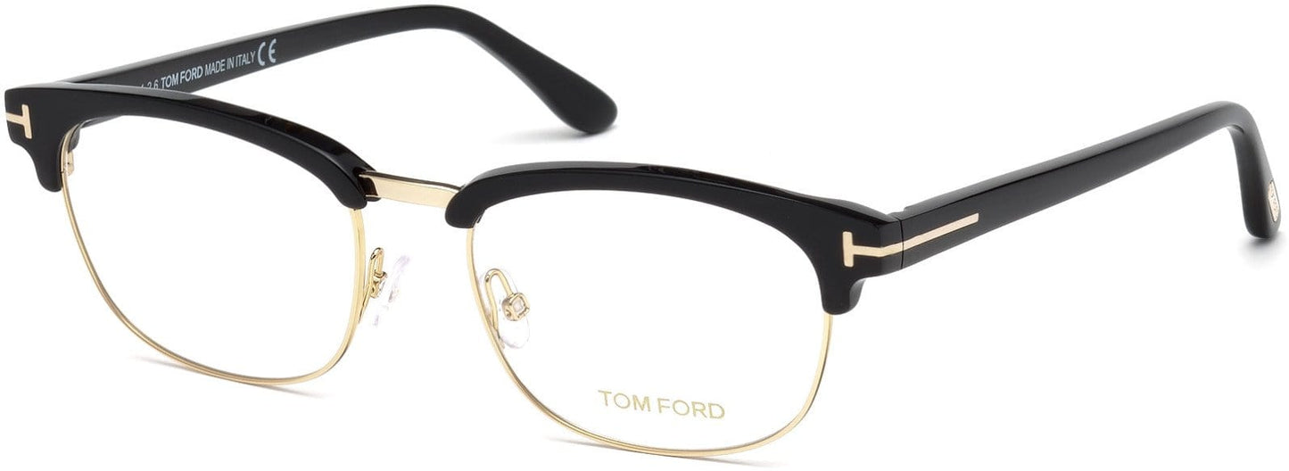 Tom Ford FT5458 Geometric Eyeglasses 001-001 - Shiny Black, Shiny Rose Gold