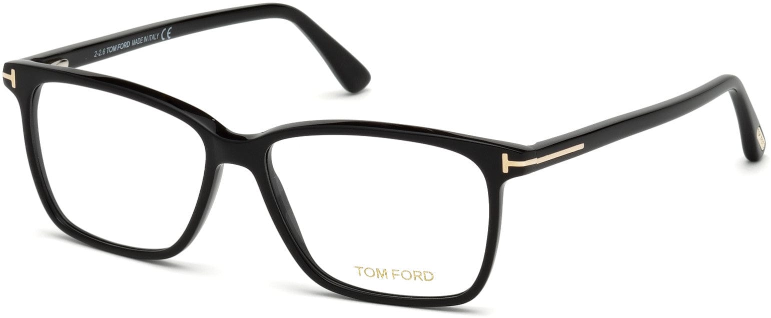 Tom Ford FT5478-B Geometric Eyeglasses 001-001 - Shiny Black/  Blue Block Lenses