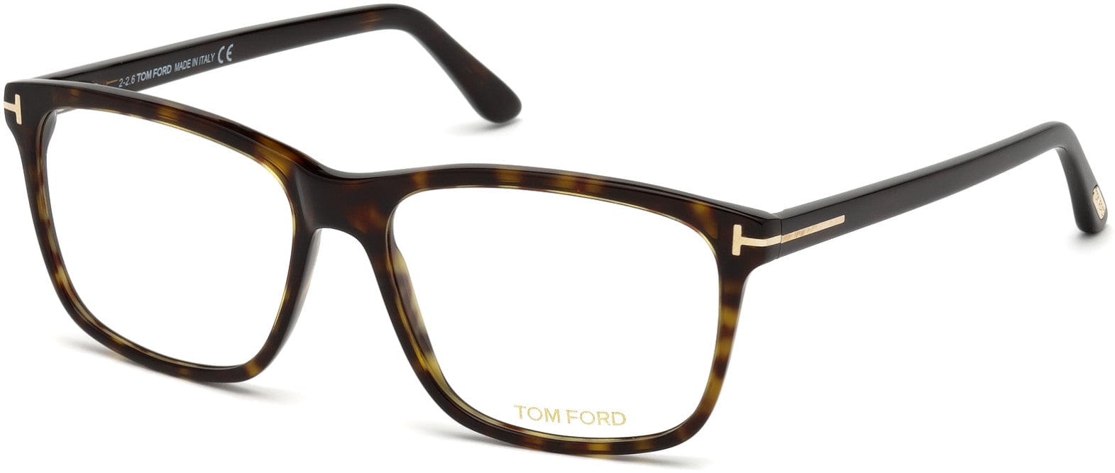 Tom Ford FT5479-B Geometric Eyeglasses 052-052 - Classic Dark Havana/ Blue Block Lenses