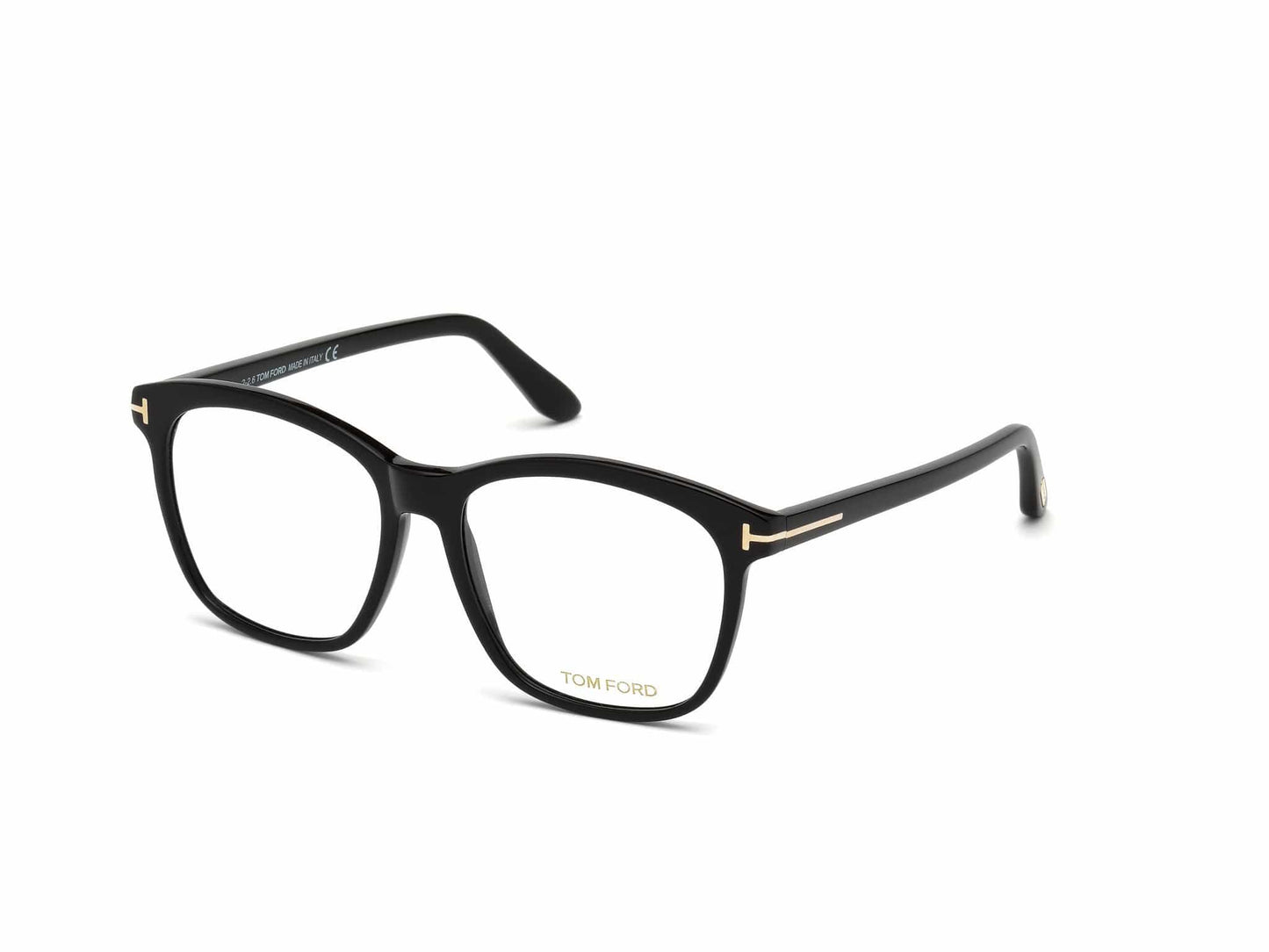 Tom Ford FT5481-B Geometric Eyeglasses 001-001 - Shiny Black/ Blue Block Lenses