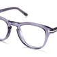 Tom Ford FT5488-B Round Eyeglasses 020-020 - Shiny Transparent Dark Grey/ Blue Block Lenses