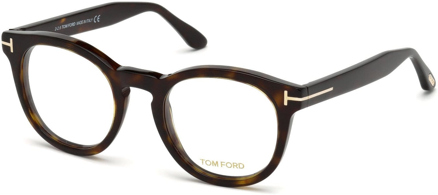 Tom Ford FT5489 Round Eyeglasses 052-052 - Dark Havana