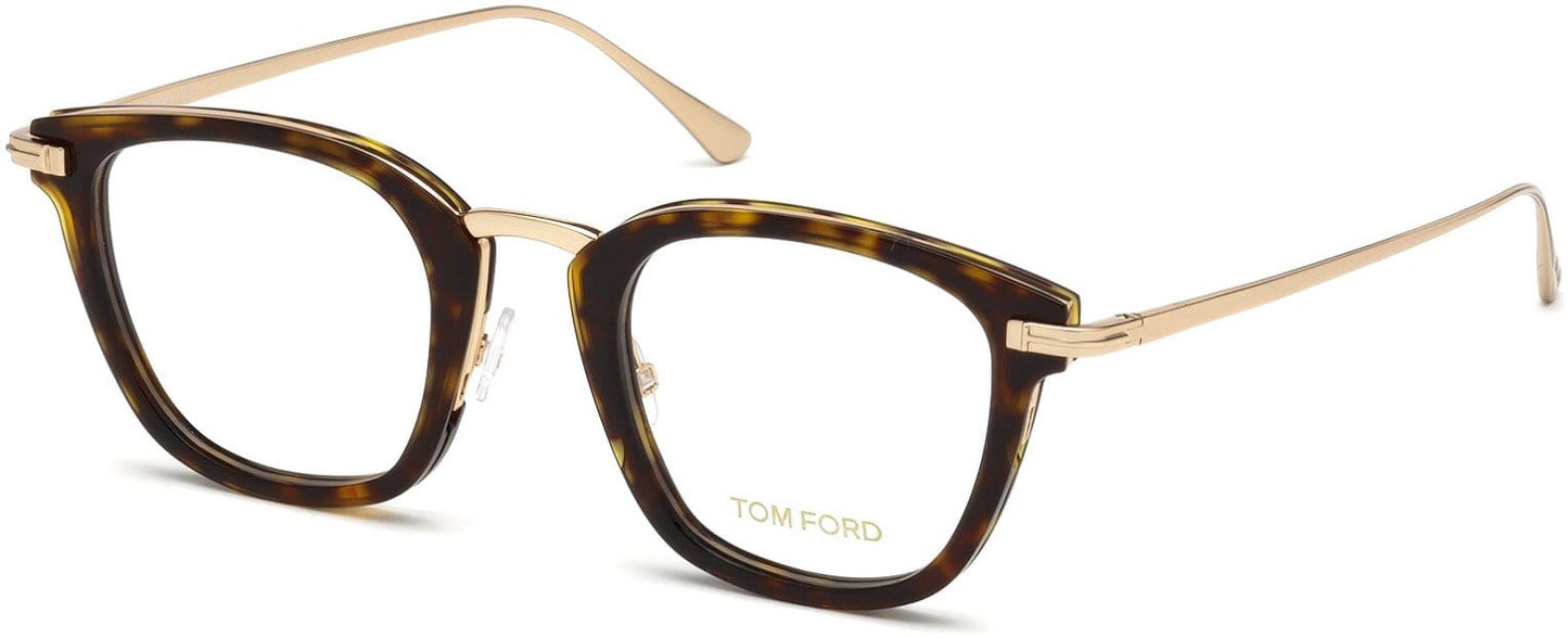 Tom Ford FT5496 Geometric Eyeglasses 052-052 - Dark Havana