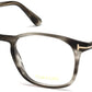 Tom Ford FT5505 Geometric Eyeglasses 005-005 - Shiny Striped Black & Grey, Rose Gold "t" Logo