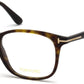 Tom Ford FT5505 Geometric Eyeglasses 052-052 - Shiny Classic Dark Havana, Rose Gold "t" Logo