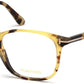 Tom Ford FT5505 Geometric Eyeglasses 053-053 - Shiny Blonde Havana, Rose Gold "t" Logo
