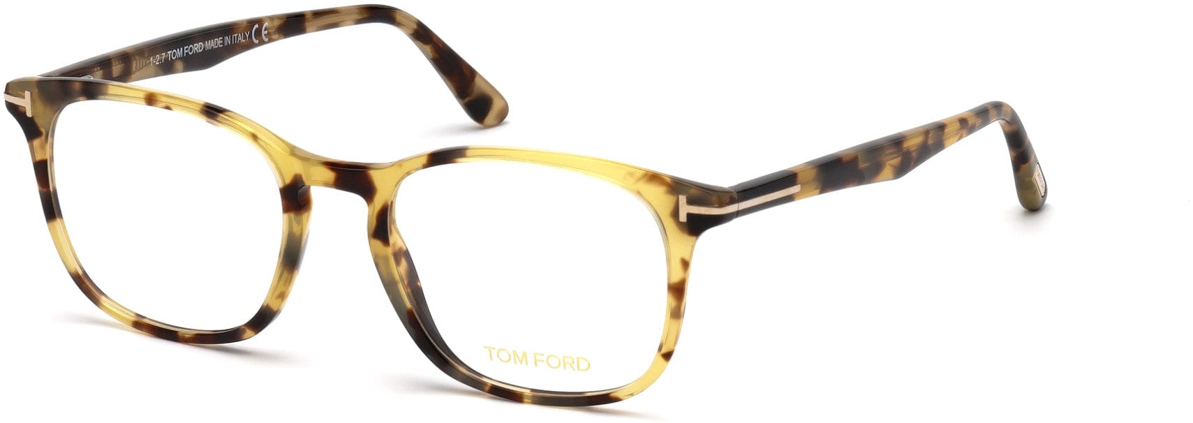 Tom Ford FT5505 Geometric Eyeglasses 053-053 - Shiny Blonde Havana, Rose Gold "t" Logo