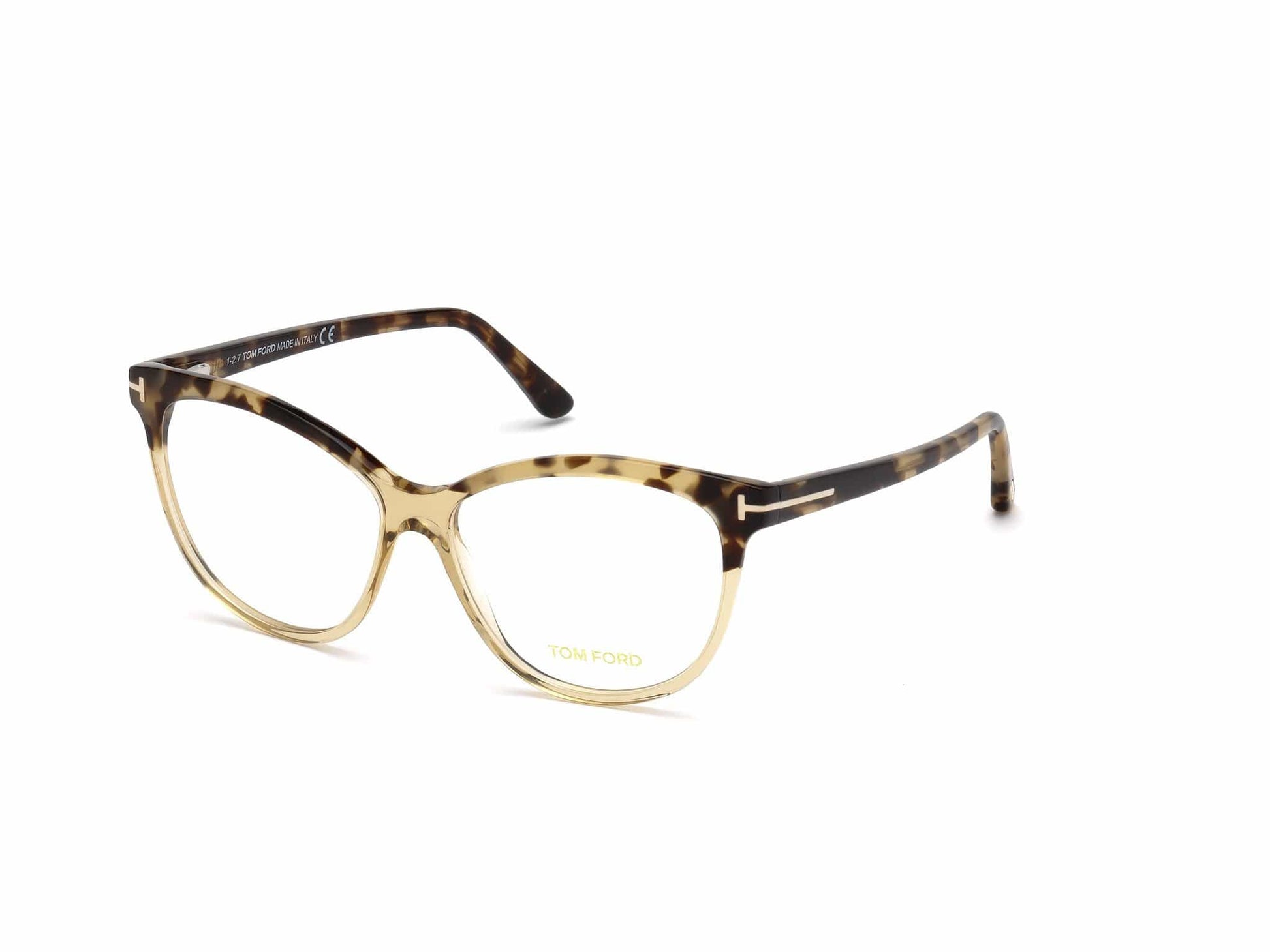 Tom Ford FT5511 Butterfly Eyeglasses 059-059 - Vintage Havana-To-Transparent Champagne Front, Vintage Havana Temples
