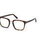 Tom Ford FT5523-B Geometric Eyeglasses 054-054 - Shiny Red Havana, Shiny Rose Gold Bridge & "t" Logo/ Blue Block Lenses