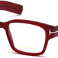 Tom Ford FT5527 Geometric Eyeglasses 066-066 - Shiny Transparent Red, Shiny Palladium "t" Logo