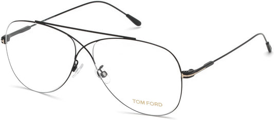 Tom Ford FT5531 Butterfly Eyeglasses 001-001 - Shiny Black, Shiny Rose Gold "t" Logo