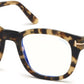 Tom Ford FT5542-B Geometric Eyeglasses 056-056 - Shiny Vintage Havana, Shiny Rose Gold "t" Logo  / Blue Block Lenses