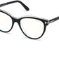 Tom Ford FT5618-B Oval Eyeglasses 001-001 - Shiny Black & Crystal/  Blue Block Lenses
