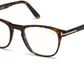 Tom Ford FT5625-B Square Eyeglasses 052-052 - Shiny Classic Dark Havana/ Blue Block Leneses