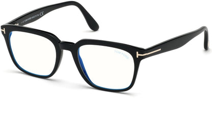 Tom Ford FT5626-B Square Eyeglasses 001-001 - Shiny Black/ Blue Block Lenses