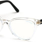 Tom Ford FT5639-B Cat Eyeglasses 026-026 - Shiny Crystal W. Black Temples/  Blue Block Lenses