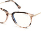 Tom Ford FT5640-B Round Eyeglasses 055-055 - Shiny Pink Vintage Havana W. Rose Gold Temples/ Blue Block Lenses