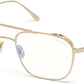 Tom Ford FT5659-B Navigator Eyeglasses 028-028 - Shiny Rose Gold/ Blue Block Lenses