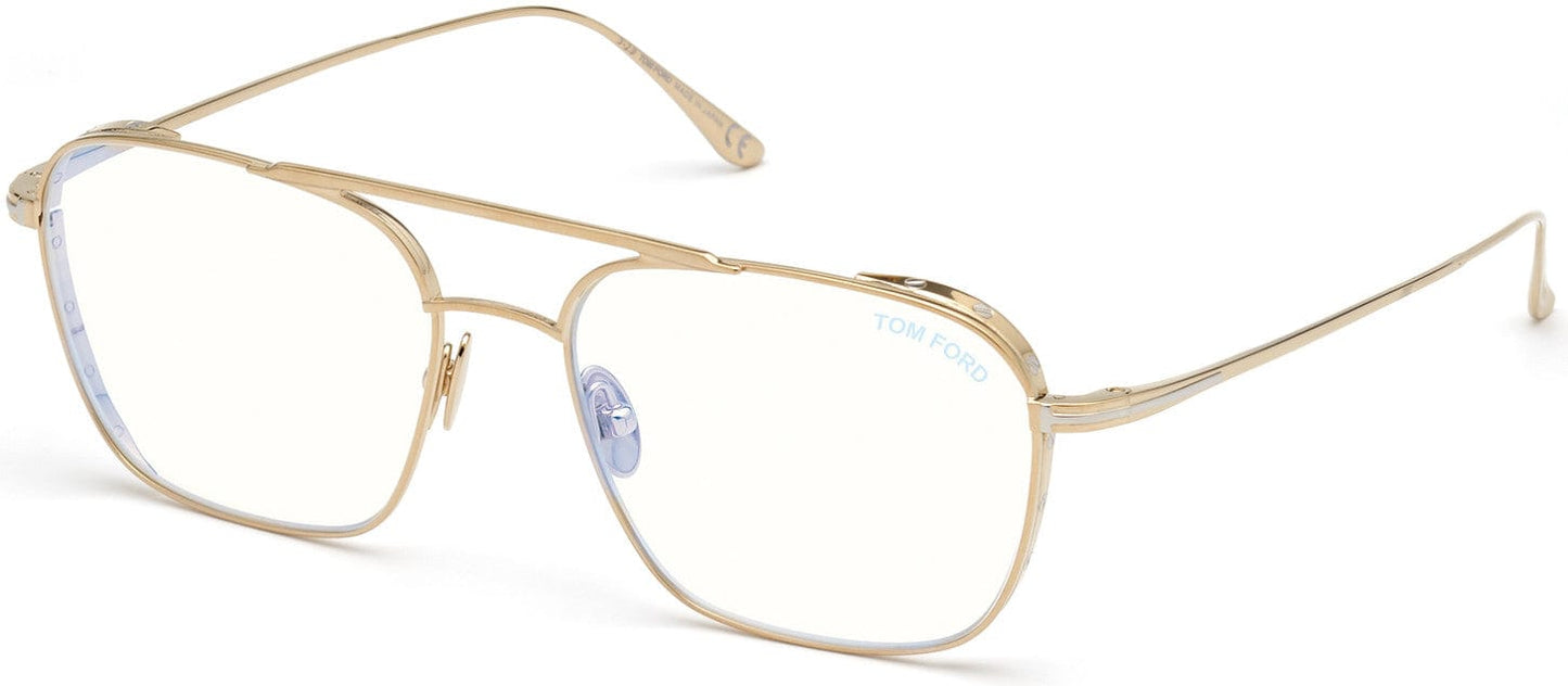Tom Ford FT5659-B Navigator Eyeglasses 028-028 - Shiny Rose Gold/ Blue Block Lenses
