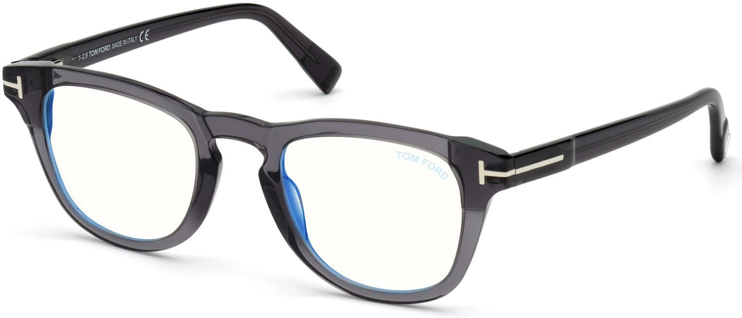Tom Ford FT5660-B Round Eyeglasses 020-020 - Shiny Transparent Grey/ Blue Block Lenses
