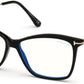 Tom Ford FT5687-B Square Eyeglasses 001-001 - Shiny Black, Shiny Rose Gold / Blue Block Lenses