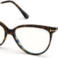 Tom Ford FT5688-B Round Eyeglasses 052-052 - Shiny Classic Dark Havana, Shiny Rose Gold / Blue Block Lenses