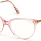 Tom Ford FT5688-B Round Eyeglasses 072-072 - Shiny Semi-Milky Pink, Shiny Rose Gold / Blue Block Lenses