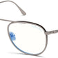 Tom Ford FT5691-B Pilot Eyeglasses 014-014 - Shiny Light Ruthenium W. Shiny Red Havana / Blue Block Lenses
