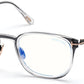 Tom Ford FT5694-B Square Eyeglasses 001-001 - Shiny Black, Shiny Black & Crystal / Blue Block Lenses
