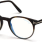 Tom Ford FT5695-B Round Eyeglasses 056-056 - Shiny Grad. Havana-To-Grey Front W. Havana Temples / Blue Block Lenses