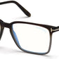 Tom Ford FT5696-B Rectangular Eyeglasses 056-056 - Shiny Grad. Havana-To-Grey Front W. Havana Temples / Blue Block Lenses