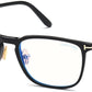 Tom Ford FT5699-B Square Eyeglasses 001-001 - Shiny Black / Blue Block Lenses