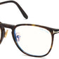 Tom Ford FT5700-B Round Eyeglasses 052-052 - Shiny Classic Dark Havana / Blue Block Lenses