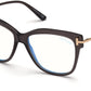Tom Ford FT5704-B Square Eyeglasses 020-020 - Shiny Transparent Grey W. Rose Gold / Blue Block Lenses