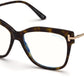 Tom Ford FT5704-B Square Eyeglasses 052-052 - Shiny Classic Dark Havana W. Rose Gold / Blue Block Lenses