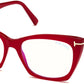 Tom Ford FT5709-B Cat Eyeglasses 072-072 - Shiny Pearly Pink / Blue Block Lenses
