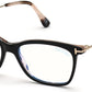 Tom Ford FT5712-B Square Eyeglasses 005-005 - Shiny Vintage Pink Havana/ Blue Block Lenses