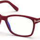 Tom Ford FT5713-B Rectangular Eyeglasses 072-072 - Shiny Transparent Pink/ Blue Block Lenses