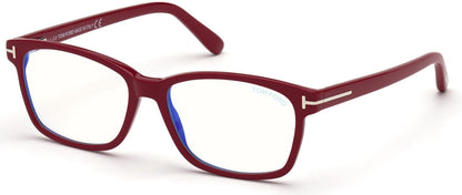 Tom Ford FT5713-B Rectangular Eyeglasses 072-072 - Shiny Transparent Pink/ Blue Block Lenses