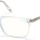 Tom Ford FT5735-B Rectangular Eyeglasses 026-026 - Shiny Crystal, Shiny Palladium "t" Logo / Blue Block Lenses