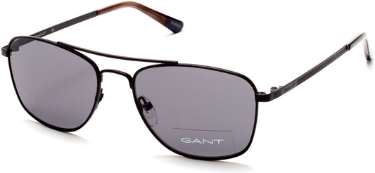 Gant GA7099 Navigator Sunglasses 02A-02A - Semi-Matte Black, Black Laminate Temple Tips, Smoke Lens
