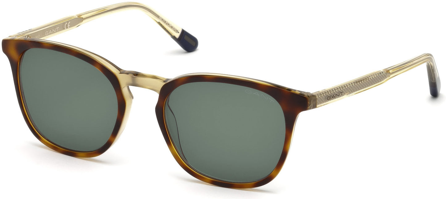 Gant GA7102 Cat Sunglasses 55N-55N - Matte Tortoise Over Yellow Front, Crystal Yellow Temples, Green Lens