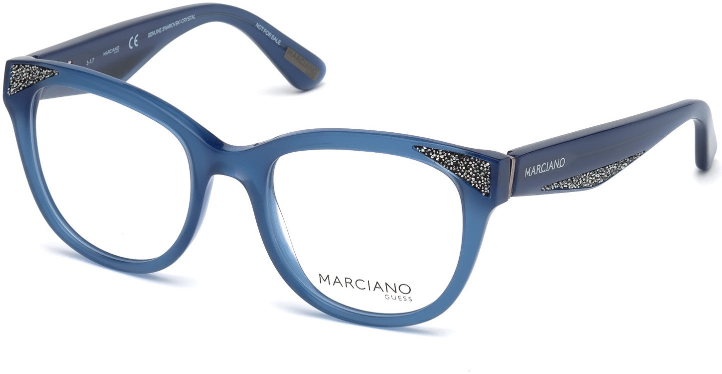 Guess By Marciano GM0319 Round Eyeglasses 090-090 - Shiny Blue