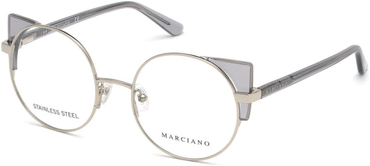 Guess By Marciano GM0332 Round Eyeglasses 010-010 - Shiny Light Nickeltin