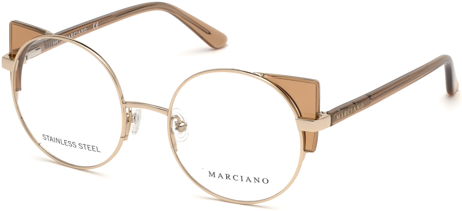 Guess By Marciano GM0332 Round Eyeglasses 032-032 - Pale Gold