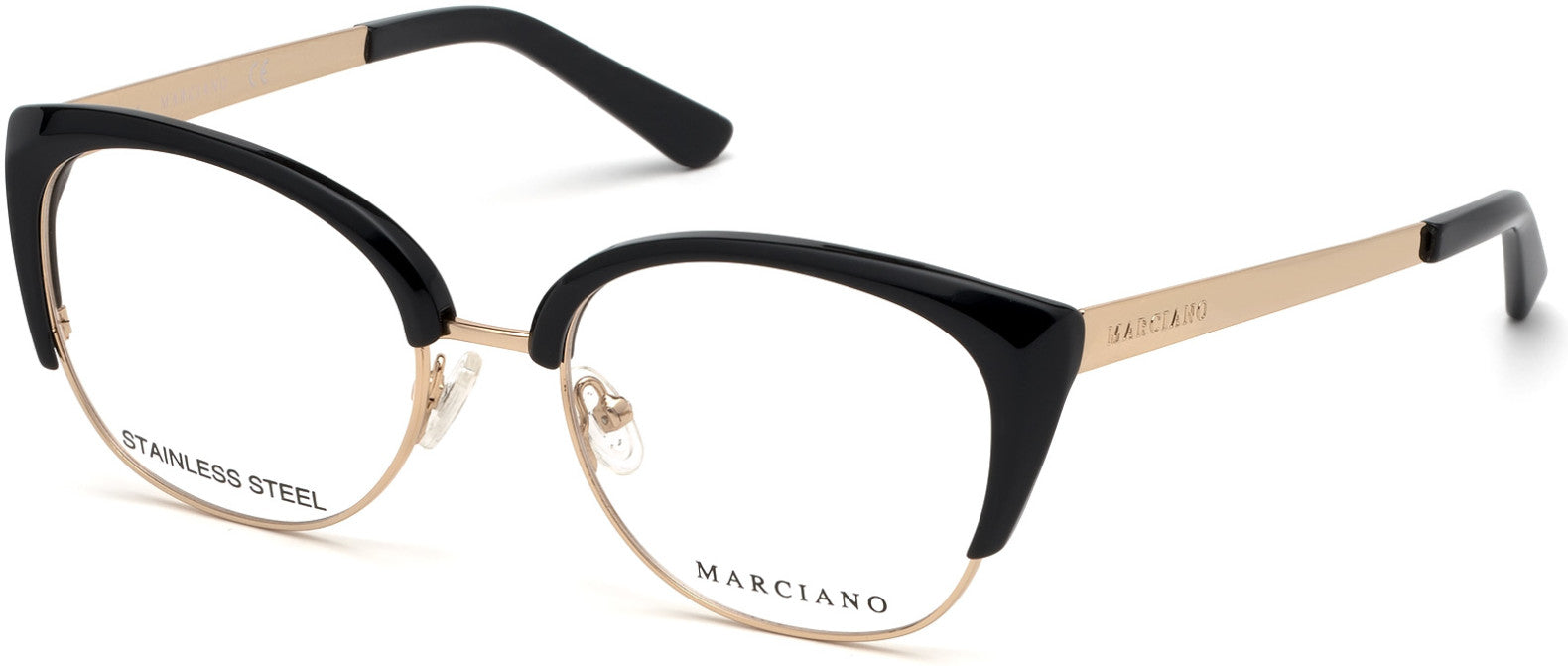 Guess By Marciano GM0334 Geometric Eyeglasses 001-001 - Shiny Black