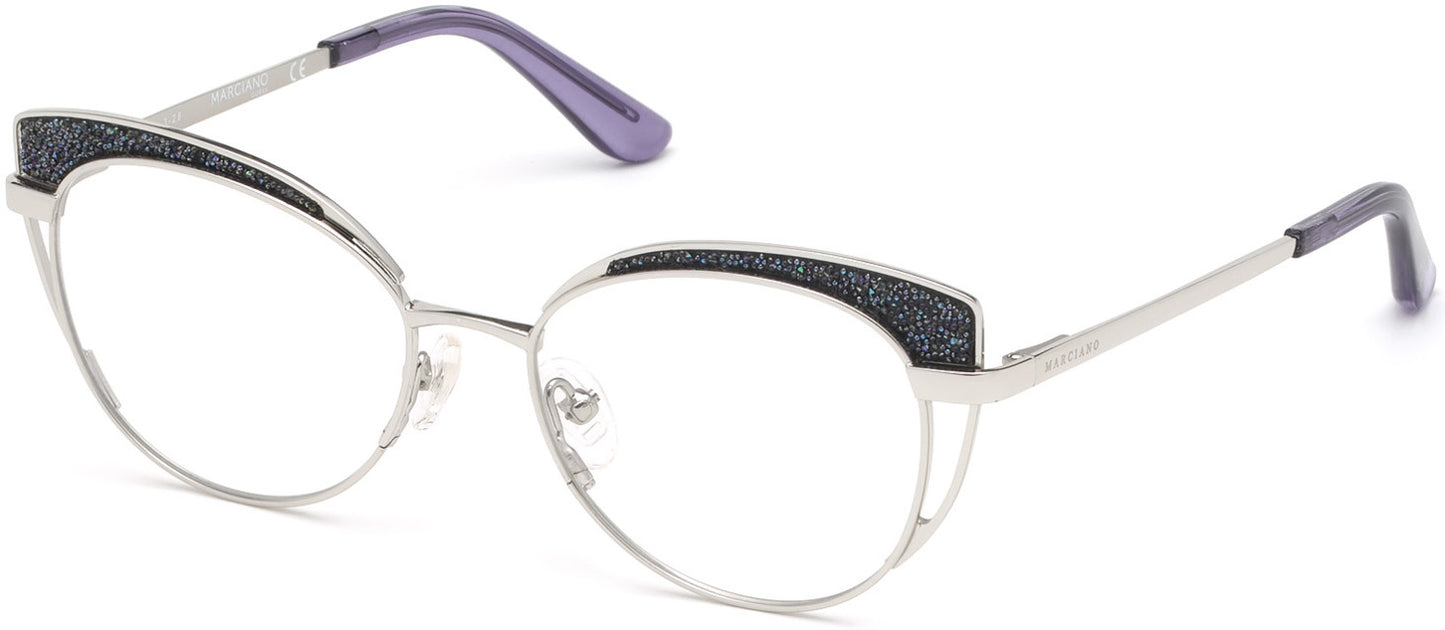 Guess By Marciano GM0343 Cat Eyeglasses 010-010 - Shiny Light Nickeltin