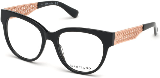 Guess By Marciano GM0357 Round Eyeglasses 001-001 - Shiny Black
