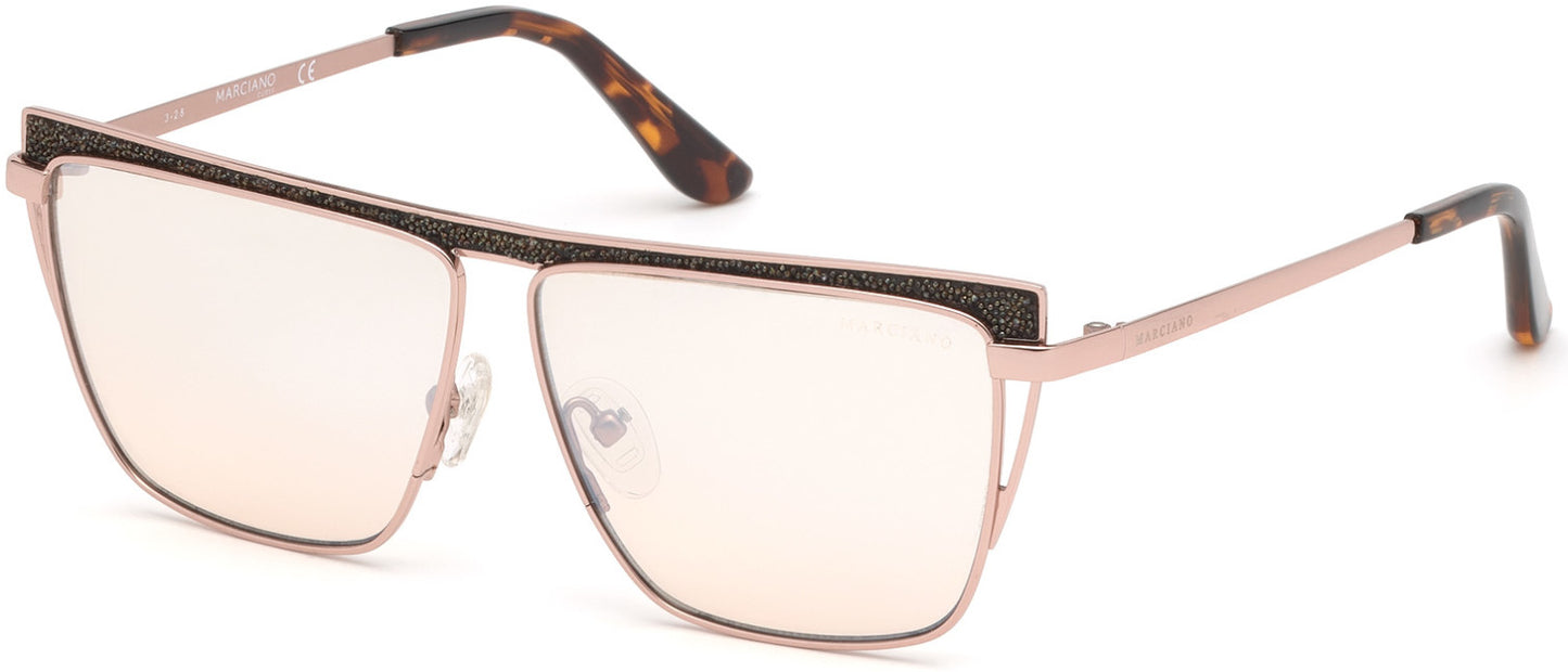 Guess By Marciano GM0797 Geometric Sunglasses 28Z-28Z - Shiny Rose Gold / Gradient Lenses