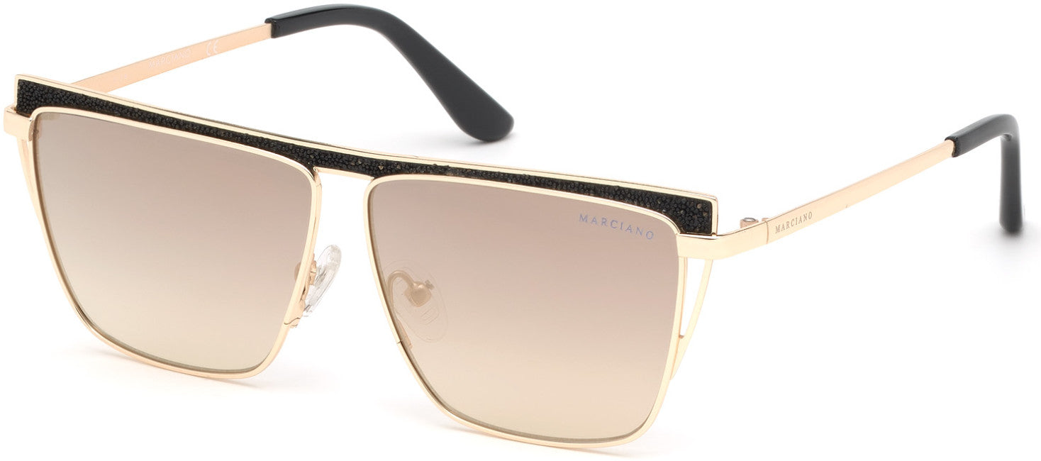 Guess By Marciano GM0797 Geometric Sunglasses 32C-32C - Gold / Smoke Mirror Lenses